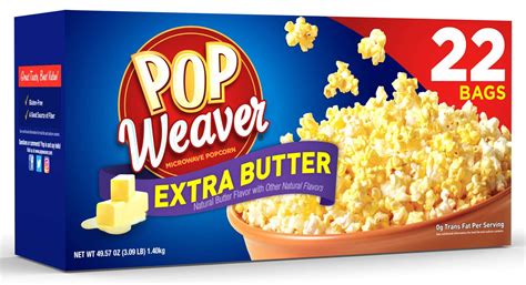 Buy Pop Weaver Microwave Popcorn, Extra Butter, 22 Bags per Box… Online ...