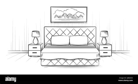 Bedroom sketch interior Stock Vector Image & Art - Alamy