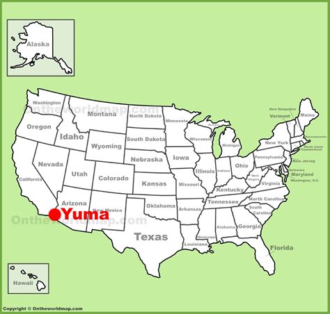 Yuma location on the U.S. Map - Ontheworldmap.com