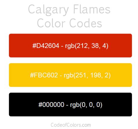 Calgary Flames Colors - Hex and RGB Color Codes