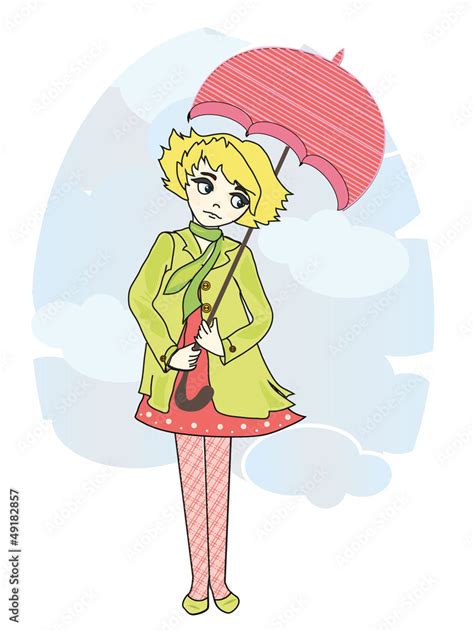 girl with umbrella Stock Vector | Adobe Stock