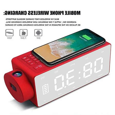 Projection Alarm Clock Bluetooth Speaker with Wireless Charging