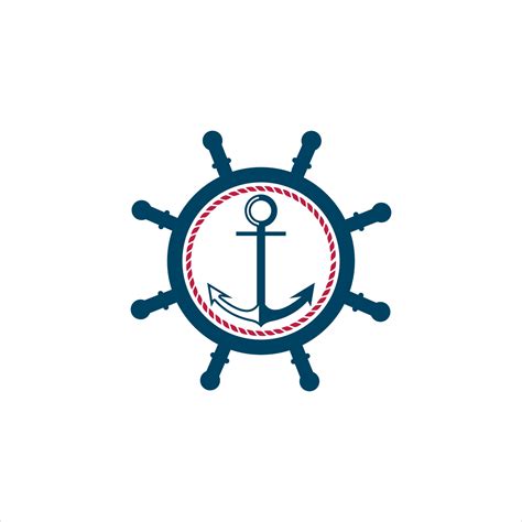 ship wheel logo simple modern with anchor 7524040 Vector Art at Vecteezy