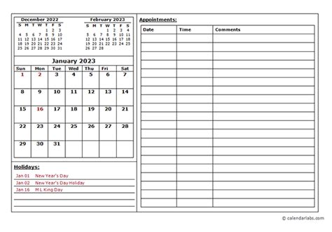 2023 Monthly Appointment Calendar - Free Printable Templates