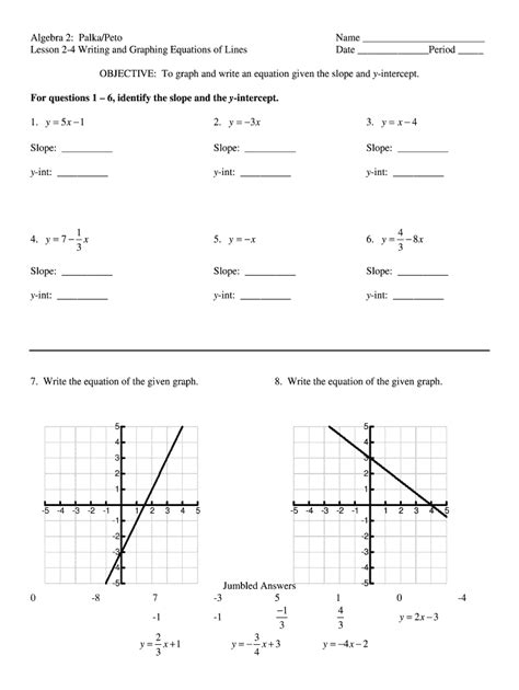 Y Mx B Worksheet Answer Key - Fill Online, Printable, Fillable, Blank ...