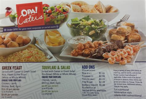 Menu at Opa fast food, Okotoks