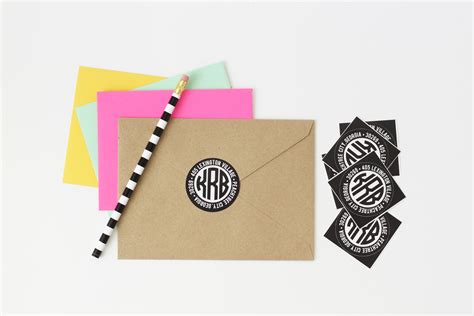 Monogram Return Address Labels — When it Rains Paper Co. | Colorful and ...