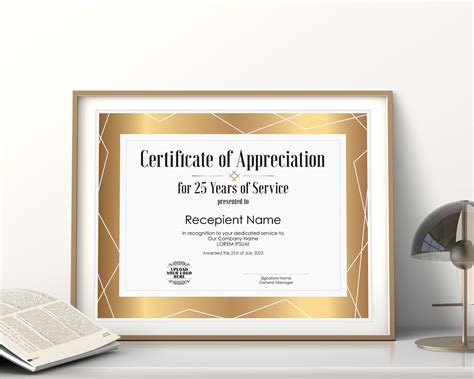 25 Years Of Service Certificate