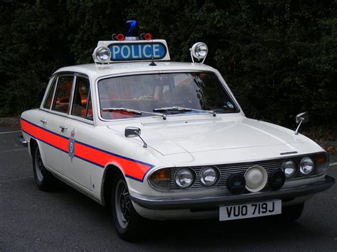 British classic Triumph white 2000 2500 2.5pi 70's old police car - a ...