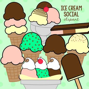 Ice Cream Social Clipart by Preschool Ponderings | TPT