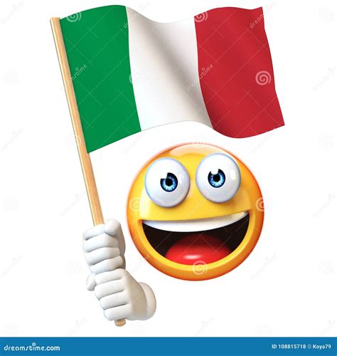 Emoji Holding Italian Flag, Emoticon Waving National Flag of Italy 3d ...