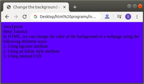 How to Change Background Color in Html - javatpoint