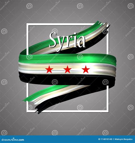 Syria Flag. Official National Colors. Syrian 3d Realistic Stripe Ribbon ...