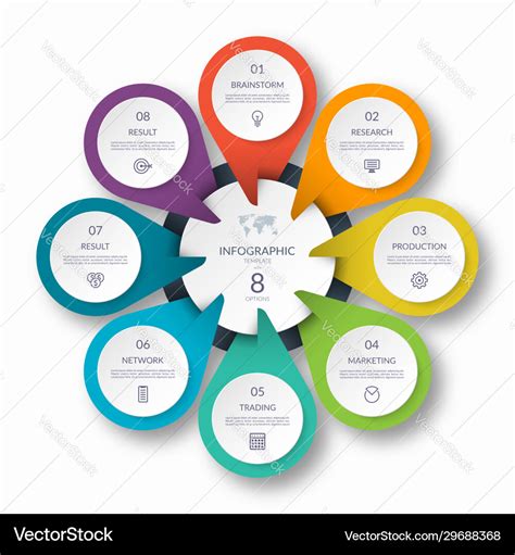 Infographic circle diagram template with 8 options