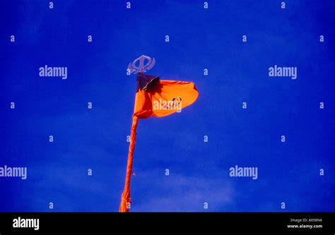 Sikh Nishan Sahib - sikh Flag With Khanda Symbol Stock Photo - Alamy