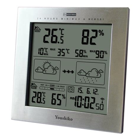 Weather Station with Radio Controlled Clock Indoor Outdoor Temperature ...