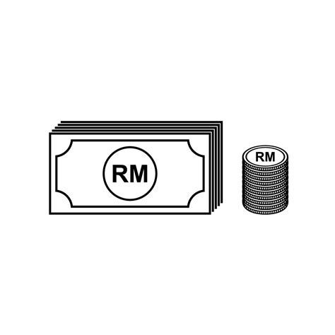 Stack of Ringgit Malaysia, MYR, Malaysia Currency Icon Symbol. Vector ...