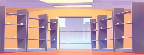 Empty supermarket aisle shelf cartoon background 22277155 Vector Art at ...