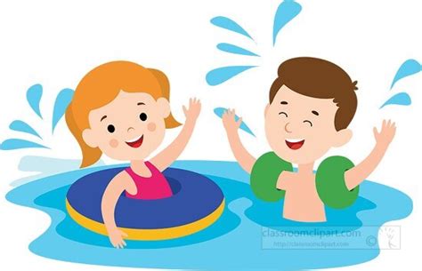 Water Sports Clipart-kids enjoying playing inside pool clipart