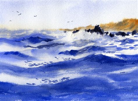 How To Paint Ocean Waves – Watercolor Painting Lesson | Watercolor Methods