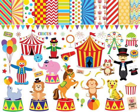 56 Circus Clipart Circus Clip Art Clowns Clipart Circus Etsy In 2021 ...