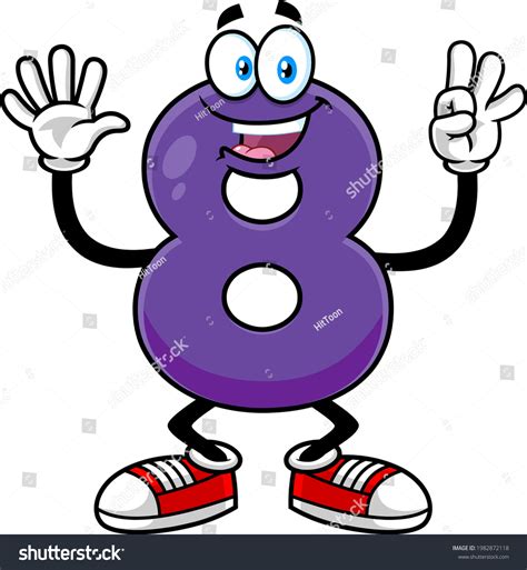 Funny Purple Number Eight 8 Cartoon Stock Vector (Royalty Free ...