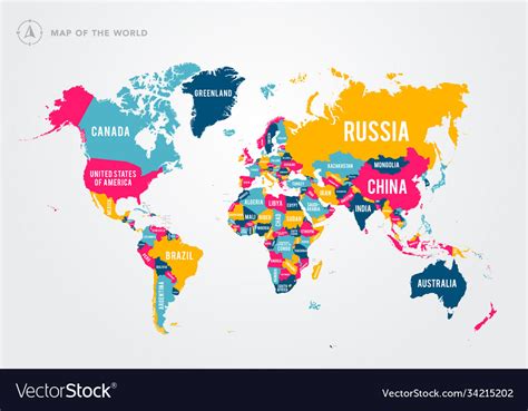 Colorful map world with country names Royalty Free Vector