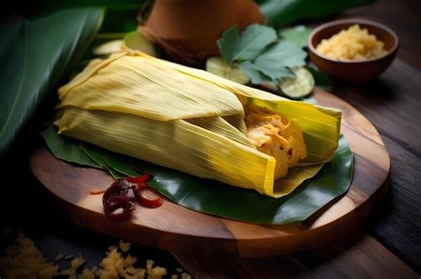 Premium AI Image | Mexican tamales on a banana leaf