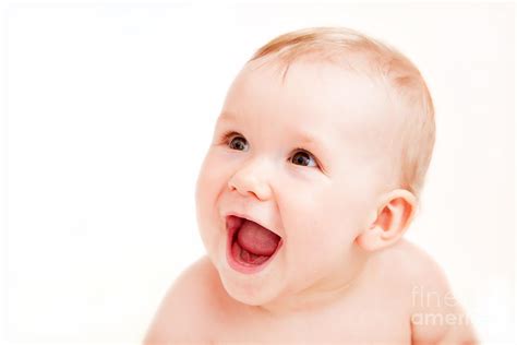 Cute Happy Baby Laughing On White Photograph by Michal Bednarek