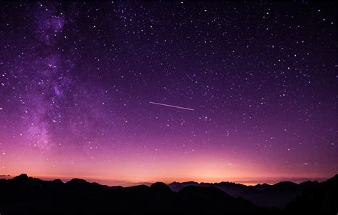 Shooting Stars In Purple Sky, HD Nature, 4k Wallpapers, Images ...