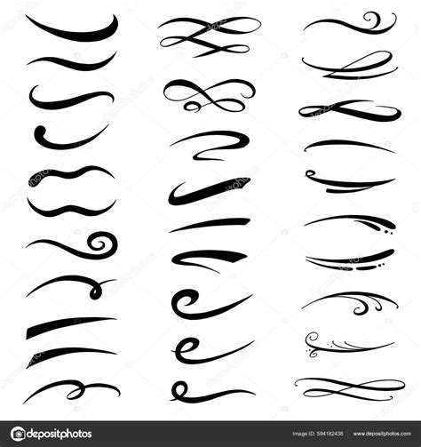 Hand Lettering Typography Underline Shapes Set Vector Illustration ...