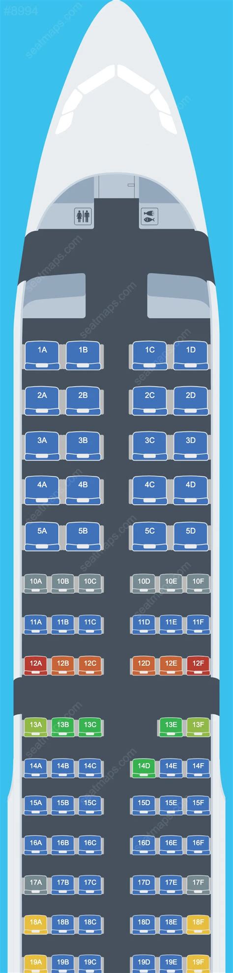 Seat map of Delta Airbus A321 aircraft