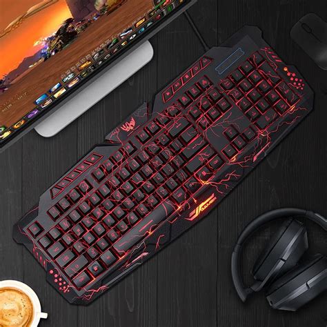 Tri color Backlight Pro Gamer Keyboard Gaming Wired Mechanical LED ...