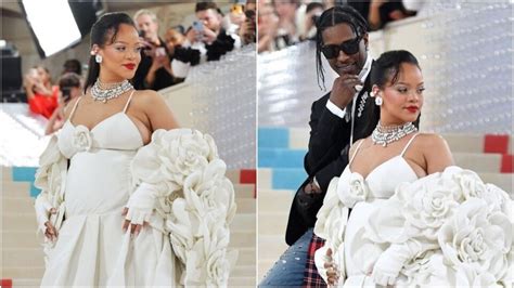 Met Gala 2023: Rihanna arrives late in white bridal gown with ASAP ...