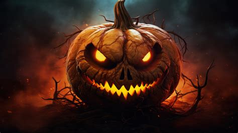 Scary Jack-o-Lantern Halloween 4K #6921m Wallpaper PC Desktop