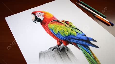 Colorful Parrot Drawing Pencil Drawing Background, Picture Of Bird ...