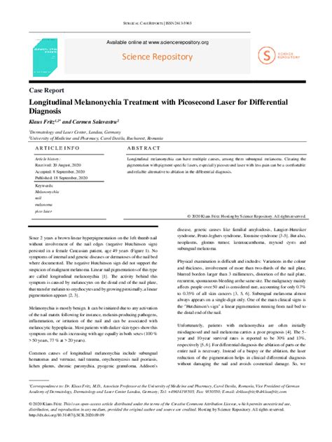 (PDF) Longitudinal Melanonychia Treatment with Picosecond Laser for ...