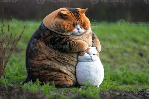 Cute fat cat hugs fat cat in nature background. 23373559 Stock Photo at ...