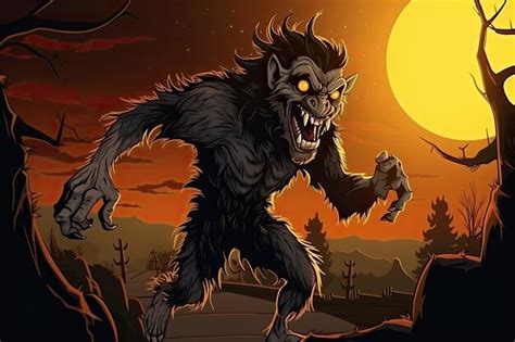 Premium AI Image | Terrifying werewolf in the forest with full moon