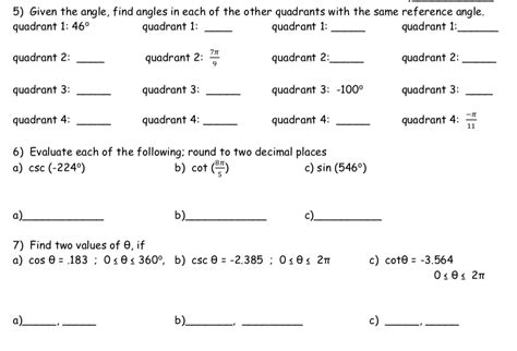 Solved 5) Given the angle, find angles in each of the other | Chegg.com