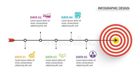 5 Infographic Business with Bow Arrow and Target for Timeline ...