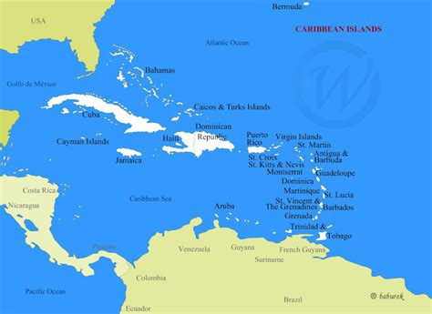 Map of Caribbean Islands