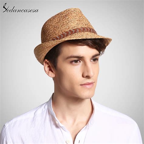 Aliexpress.com : Buy Sedancasesa Raffia Straw Fedora Hat Male Classic ...