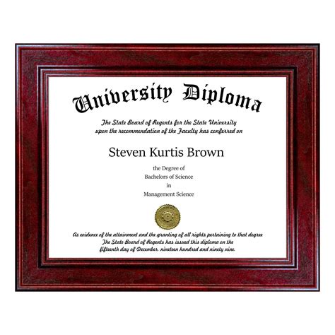 Single Diploma / Document Frame for 11" wide x 8.5" Tall Diploma ...