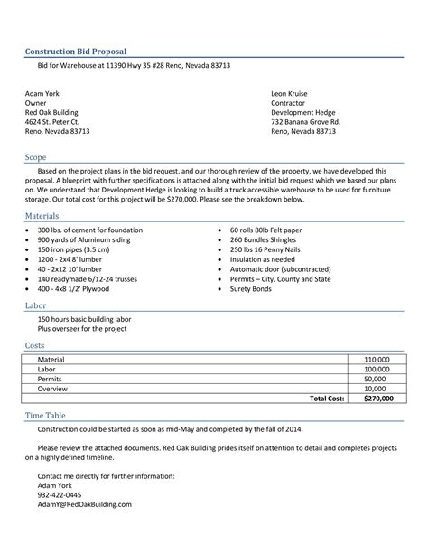 31 Construction Proposal Template & Construction Bid Forms