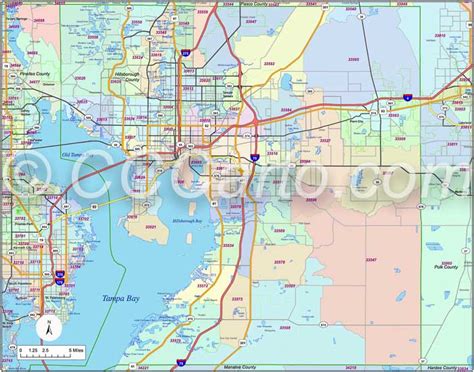 Tampa Zip Code Boundary Map - Hillsborough County Zip Codes Boundary Map