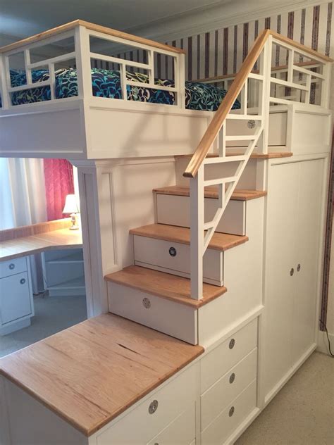 Loft bed with stairs, drawers, closet, shelves and desk | Build a loft ...