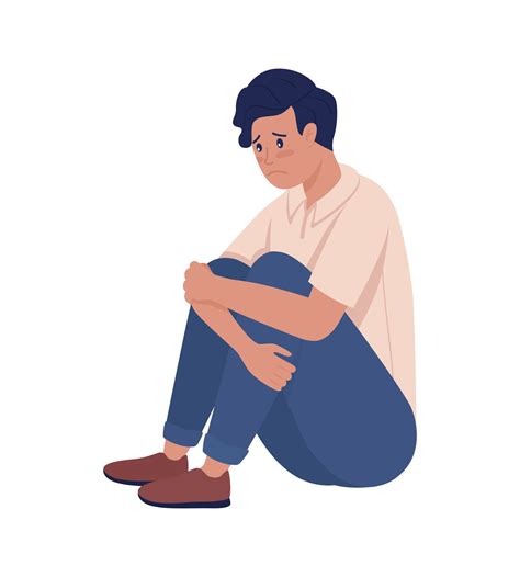 Sad lonely teenager boy semi flat color vector character 2934444 Vector ...