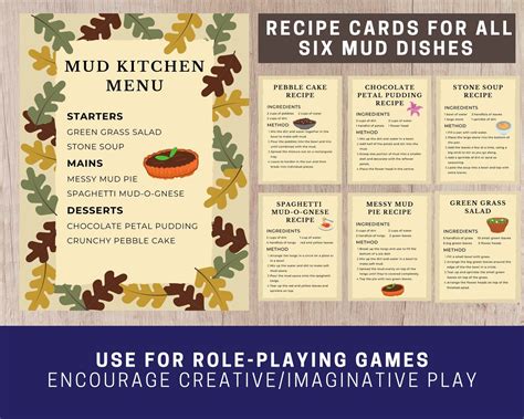 Mud Kitchen Printable Menu and Recipe Cards Mud Pies | Etsy Mud Pie ...