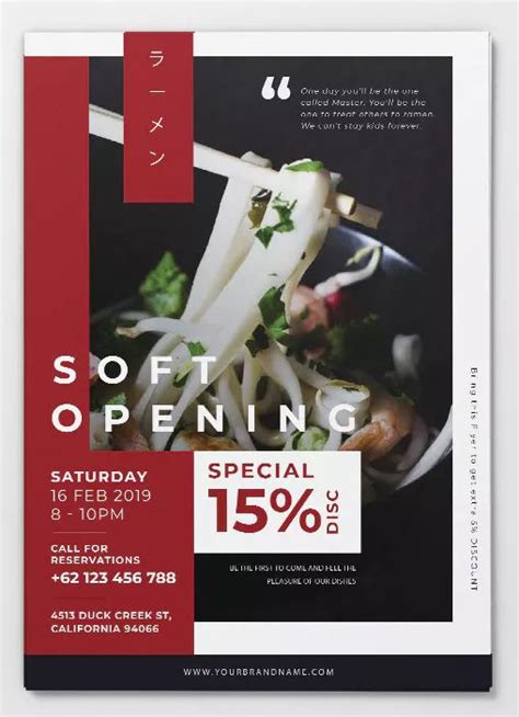 Elegant Soft Opening Restaurant AI and PSD Flyer Template. Download ...